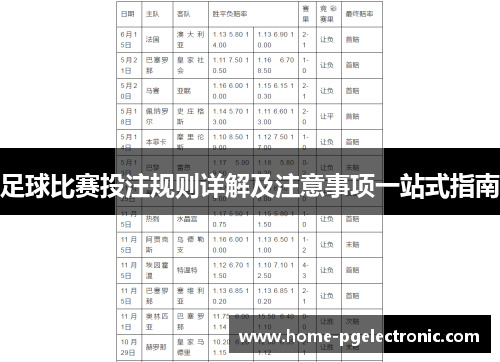 足球比赛投注规则详解及注意事项一站式指南